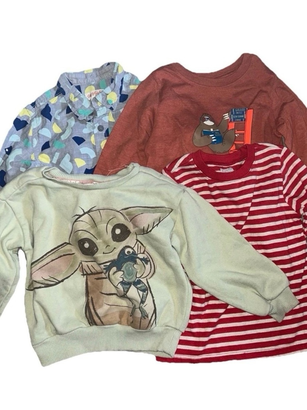 Lot Of 4 Toddler Boy Lot Sleeve Tops Button Down Sweatshirt Size 3T